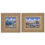 (lot of 2) Mediterranean Scenes, oils on canvas, each signed "Reuven N. Leviyatan" lower right/