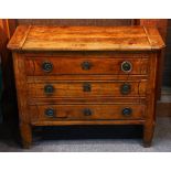 Diminutive continental chest circa 1780, having a rectangular top above three drawers having incised