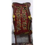 French Belle Epoque double sided painted metal street sign, circa 1900, executed in red and