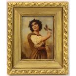 European School (19th century), Portrait of a Woman, oil on (reverse painted) glass, unsigned,