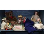 (lot approx. 20) of assorted stuffed toys and dolls, comprising composite and porcelain dolls,
