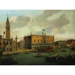 Italian School (18th century), Untitled (Scene of the Doges Palace with Figures, Venice), oil on