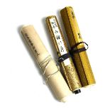 (lot of 3) Japanese scrolls, Edo period: one Shingon sect sutra, dated Ansei 4 (=1858); two