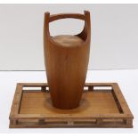 (lot of 2) Dansk teak group consisting of a serving tray, and an ice bucket, each marked on