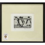 Ronnie Williford (American, 20th century), Four Penguins, etching, pencil signed lower right,