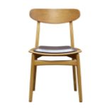 Hans Wegner style side chair, having a shaped back above an upholstered seat, 31"h