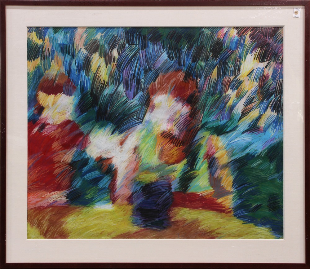 American School (20th century), Two Abstract Figures, pastel on paper, unsigned, overall (with