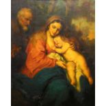 Follower of Anthony Van Dyck (Flemish, 1599-1641), Madonna and Child with Saint Peter, oil on