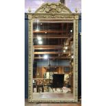 French Louis XV style palace sized trumeau mirror, late 18th/early 19th century, having a broken