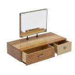 Mid-Century Modern salesman sample, the chest having a beveled mirror, above a rectangular top,