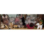(lot of approx. 23) Steiff plush animal group, including dogs, cats, bears, monkeys, etc.,