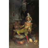 Giuseppe Signorini (Italian, 1857-1932), Untitled (Seated Cavalier with Wine and Brazier), oil on