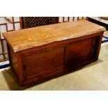 Japanese wooden low cabinet, with a sliding-door section, approx. 20"h x 49.5"l x 17.5"d