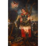 Spanish Colonial School (19th century), Untitled (Saint Sebastian), oil on canvas (laid down on