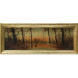 American School (19th century), Woodland Marshes at Sunset, oil on canvas, signed indistinctly "