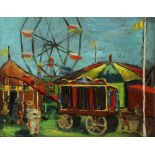 Dan (Daniel Stookey) Lutz (American, 1906-1978), Circus, oil on canvas, signed lower right,