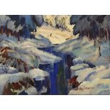Arthur Beaumont (American, 1890-1978), Winter, Big Bear, California, watercolor, signed lower right,