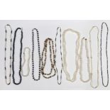 (Lot of 10) Cultured pearl and metal necklaces Including 6) cultured pearl, dyed cultured pearl