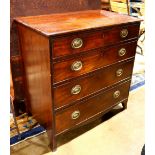 Diminutive Federal chest of drawers, executed in mahogany, having four graduated drawers, and rising