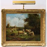European School (20th century), A Flock of Sheep, oil on canvas, signed "J. Jaschal" lower right,