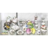 (lot of 30) Herend porcelain table and vanity articles, consisting of figurines, lidded dishes,