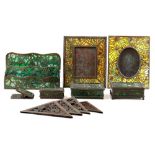 (lot of 11) Tiffany Studios New York patinated bronze assembled desk accessories, in the "Grapevine"