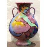 Mattie Leeds (American, 20th century), Nude, 1986, ceramic vase, signed and dated beneath,