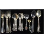 (lot of 26) Assorted Norwegian .830 silver flatware group, consisting of (12) teaspoons with gilt