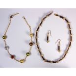 (Lot of 3) Cultured pearl, 14k yellow gold, gold-filled and metal jewelry Including 1) necklace,