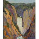 Alexander Phimister Proctor (American, 1860-1950), "Lower Falls, Yellowstone Canyon," 1911, oil on