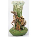 Amphora vase depicting a shepherd and his horse, having a green ground with tree form reserves,