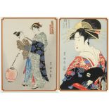 (lot of 2) Utagawa Toyokuni III (Japanese, 1786-1865), one depicting a courtesan, the other from "