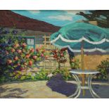Mary DeNeale Morgan (American, 1868-1948), Untitled (Carmel Cottage), oil on masonite, signed