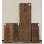 (lot of 4) Dutch carved wood molds, largest, 39"h x 11.5"w