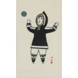 Kunu (Inuit, 1923-1967), "Boy with Ball," stonecut print, pencil signed lower right, titled lower