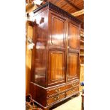 Georgian style Edwardian linen chest, executed in mahogany with brass mounts, the two door case