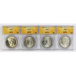 (lot of 13) ANACS Graded Morgan dollars, various dates, MS62-MS63 (lot of 13) together with one