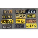 (lot of 12) Vintage California Auto License Plates group, consisting of yellow and black examples