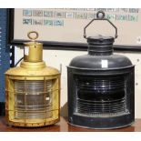 (lot of 2) Associated marine navigation lights, now electrified as lamps, largest 19"h x 14"w