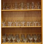 (lot of approx. 66) Assorted glass stemware, comprising (21) goblets, 6"h, (12) port glasses, (12)