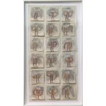 American School (Contemporary), Untitled (Long-Haired Figures), set of 18 (eighteen) ink and mixed