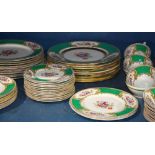 (lot of approx. 64) Myott Staffordshire table service, in "The Bouquet Green" pattern, consisting of