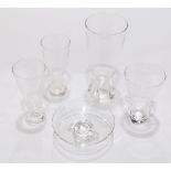 (lot of 5) Steuben glass group, consisting of four vases in various sizes, together with a footed