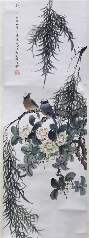 (lot of 4) Manner of Yan Bolong (Chinese,1896-1955), Birds-and-Flowers, ink and color on paper, - Image 4 of 10