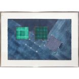 Sky Grid, 1981, watercolor, signed indistinctly and dated lower right, overall (with frame): 35.25"h