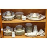 (lot of 70 ) Haviland Limoges porcelain table service, having crème color ground with shaped gilt