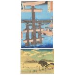 (lot of 2) Utagawa Hiroshige (Japanese, 1797-1858), "Numazu" from the "53 Stations of Tokaido"