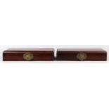 (lot of 2) Chinese hardwood document/seal boxes, each of rectangular form with a hinged lid covering