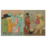 (lot of 2) Mihail Chemiakin (Russian, b.1943), Untitleds (Two Clowns and The General), lithographs