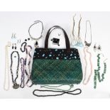 Collection of multi-stone, silver and metal items Including 1) imitation turquoise woven leather